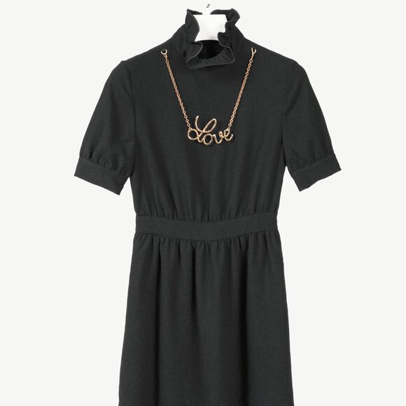 Love Moschino Black Crepe "Love"-Necklace Mini Dress - Picture 1 of 13